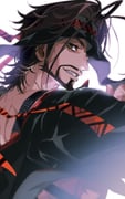 1boy backlighting beard black_hair brown_eyes brown_hair chinstrap_beard commentary connected_beard english_commentary eyelashes facial_hair goatee grin highres keffiyeh looking_back male_focus rashid_(street_fighter) short_hair sideburns smile solo street_fighter street_fighter_6 tantan_notan white_background rating:g score:3 post #10120807