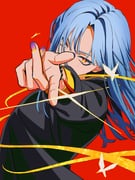 1boy beads black_shirt blue_hair bug butterfly collared_shirt dutch_angle hair_over_one_eye highres long_hair long_sleeves looking_at_viewer milan_kestrel milan_kestrel_(2nd_costume) mole mole_under_eye nijisanji pointing prayer_beads red_background shirt simple_background ten0u0 upper_body virtual_youtuber yellow_eyes rating:g score:0 post #10175422