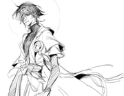 1boy angry bridal_gauntlets chinese_commentary dd16056094 floating genshin_impact hair_between_eyes head_tilt japanese_clothes jewelry looking_at_viewer looking_down monochrome no_headwear off_shoulder one-eyed pendant sash scaramouche_(genshin_impact) shaded_eye shaded_face short_hair short_sleeves simple_background solo standing upper_body wanderer_(genshin_impact) white_background wide_sleeves wind rating:g score:2 post #10175476
