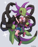 1girl absurdres alternate_color baseball_cap black_boots black_sclera black_socks black_vest blue_eyes boots brown_hair colored_sclera cutoffs denim denim_shorts dragon exposed_pocket fangs hat high_ponytail highres hilda_(pokemon) hydreigon long_hair multiple_heads open_clothes open_mouth open_vest poke_ball_print pokemon pokemon_(creature) pokemon_bw ponytail red_eyes sandora_(karugamo_no_e) shiny_pokemon shirt short_shorts shorts sidelocks smile socks star_(symbol) vest white_shirt wristband rating:g score:5 post #10159994