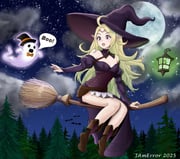 1girl absurdres ahoge alternate_costume bare_shoulders boots breasts broom cleavage commission detached_collar english_text fire_emblem fire_emblem_awakening fold-over_boots full_moon ghost green_hair halloween halloween_costume hat highres holding holding_broom iamerror14 knee_boots lantern leather leather_boots medium_breasts moon night night_sky nowi_(fire_emblem) open_mouth pointy_ears purple_eyes skeb_commission sky witch witch_(fire_emblem_fates) witch_hat rating:s score:1 post #10175751