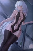 1girl absurdres alternate_costume blush breasts cleavage full_body highres large_breasts legs long_hair long_legs looking_at_viewer navel panties puppnett solo thighhighs thighs underwear yixuan_(zenless_zone_zero) zenless_zone_zero rating:s score:13 post #10175280