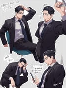 1boy black_hair black_jacket black_pants cellphone cigarette collared_shirt commentary_request cropped_legs crossed_legs facial_hair goatee_stubble golden_kamuy grey_background hair_slicked_back highres holding holding_phone jacket long_sleeves male_focus necktie ogata_hyakunosuke pants phone scar scar_on_cheek scar_on_face shirt short_hair slit_pupils smartphone smoking squatting striped_necktie stubble washiko_(rasuko) rating:g score:1 post #10130627