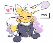 1girl :3 animal_ears animal_nose arm_support artist_name black_jacket blush body_fur closed_mouth commentary digimon digimon_(creature) disembodied_hand english_commentary facial_mark flat_color fox_ears fox_girl fox_tail full_body furry furry_female hand_on_another's_head happy headpat heart highres hood hood_down hooded_jacket jacket leaning_forward motion_lines mr._death neck_fur outline oversized_clothes oversized_jacket renamon signature sitting sleeves_past_fingers sleeves_past_wrists smile solo_focus speech_bubble spoken_heart tail tail_wagging two-tone_fur wariza white_background white_fur white_outline yellow_fur yin_yang rating:g score:5 post #10152507