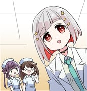 3girls :o ;d >_o alternate_costume aqua_neckerchief black_choker brown_hair choker collared_shirt colored_inner_hair commentary_request doctor dress fujishima_megumi gradient_background green_eyes grey_hair hair_ornament hasu_no_daisankaku hat highres jacket kanduki_kamibukuro link!_like!_love_live! long_hair looking_at_viewer love_live! meme metal_gear_(series) metal_gear_solid_v:_the_phantom_pain multicolored_hair multiple_girls neckerchief nine_years_in_a_coma_(meme) nurse nurse_cap o-ring o-ring_choker one_eye_closed open_mouth otomune_kozue purple_eyes purple_hair red_eyes red_hair shirt side_ponytail sidelocks smile star_(symbol) star_hair_ornament streaked_hair two_side_up virtual_youtuber white_dress white_jacket white_shirt yellow_background yugiri_tsuzuri rating:g score:2 post #10012874
