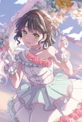 1girl :d absurdres black_hair blunt_bangs blush breasts citrusmikan collarbone commentary_request dress dress_flower flower frilled_dress frilled_gloves frills gloves green_eyes hair_ribbon half_updo highres holding holding_ribbon link!_like!_love_live! looking_at_viewer love_live! medium_breasts momose_ginko official_alternate_costume open_mouth pink_flower pink_ribbon pink_rose ribbon rose short_hair single-shoulder_dress single_bare_shoulder smile solo virtual_youtuber white_dress white_gloves yume_wazurai rating:g score:4 post #10153019