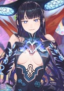 1girl bare_shoulders black_dress black_gloves black_hat blue_eyes breasts center_opening cleavage dress elbow_gloves fadingz fate/grand_order fate_(series) gloves hair_ornament hat heart heart_hands large_breasts leaf_hair_ornament long_hair looking_at_viewer pelvic_curtain purple_hair side_slit sidelocks smile solo very_long_hair yang_guifei_(fate) yang_guifei_(third_ascension)_(fate) rating:s score:10 post #10173856