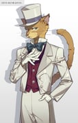 1boy absurdres blue_bow blue_bowtie blue_eyes bow bowtie cat_boy chulsukboo commentary_request cowboy_shot gloves hand_in_pocket hat highres korean_commentary korean_text male_focus neko_no_ongaeshi red_vest shadow simple_background solo tail tailcoat the_baron_(mimi_wo_sumaseba) vest whiskers white_background white_gloves white_hat rating:g score:3 post #8749696