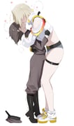 1boy 1girl absurdres black_boots black_hair blonde_hair boots commander_(nikke) commentary elegg_(nikke) french_kiss full_body goddess_of_victory:_nikke heart height_difference hetero highres jacket kiss long_sleeves military_uniform multicolored_hair nikku_nana shoes short_hair short_shorts shorts simple_background standing sweat symbol-only_commentary thigh_strap two-tone_hair white_background white_jacket white_shoes rating:q score:40 post #10143433