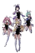 4girls absurdres animal_ears aqua_hair armband black_hair black_leotard blonde_hair blunt_bangs boots breasts chiester00 chiester410 chiester45 chiester556 chiester_sisters commentary_request eyepatch gloves grin highres leotard level3 long_hair multiple_girls pink_hair pointing rabbit_ears rabbit_tail short_hair showgirl_skirt simple_background smile tail tassel tattoo thighs twintails umineko_no_naku_koro_ni white_boots white_gloves rating:g score:0 post #10173634