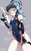 assault_rifle bare_shoulders blonde_hair blue_archive blue_leotard blush breasts collarbone covered_navel elbow_gloves fingerless_gloves gloves gun h&k_g11 halo heart heart-shaped_pupils highres impossible_clothes impossible_leotard leotard living_clothes long_hair looking_at_viewer maguro27 maid_headdress medium_breasts ohhoai open_mouth pussy_juice rifle saliva saliva_trail skin_tight skindentation solo symbol-shaped_pupils tentacle_clothes thigh_strap toki_(blue_archive) turtleneck turtleneck_leotard weapon rating:e score:43 post #9915758