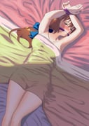 1girl absurdres bdsm bed_sheet blue_bow blush bondage bound bound_arms bound_wrists bow brown_hair cailin020 cleave_gag cloth_gag commission eiyuu_densetsu gag gagged green_eyes hair_bow highres improvised_gag looking_at_viewer low_ponytail naked_sheet on_bed ponytail restrained ribbon ribbon_bondage sen_no_kiseki_(series) solo towa_herschel under_covers rating:q score:6 post #10174637