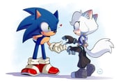 1boy 1girl absurdres animal_ears black_gloves black_pants blue_eyes blue_fur blush cat_ears cat_girl cat_tail fingerless_gloves furry furry_female furry_male gloves green_eyes heart highres hikariviny kari_the_cat multicolored_shoes oc_x_canon one_eye_closed original pants red_shoes shoes sonic_(series) sonic_the_hedgehog tail two-tone_shoes white_fur white_gloves white_shoes rating:g score:0 post #10157868