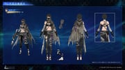 1girl absurdres bandaged_arm bandaged_leg bandages bare_shoulders bikini bikini_top_only black_bikini black_gloves black_hair black_mask black_pants black_sandals breasts character_name chest_strap concept_art facing_viewer final_fantasy final_fantasy_vii final_fantasy_vii_ever_crisis fingerless_gloves from_behind full_body gloves grey_scarf highres lucia_lin lucia_lin_(desperado_chic) mask medium_breasts midriff mouth_mask multiple_views official_alternate_costume official_art open-toe_shoes pants sandals scarf short_hair square_enix swimsuit torn_clothes torn_pants rating:g score:2 post #10143526