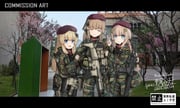 3girls :d absurdres artist_name assault_rifle battle_rifle beret black_ribbon blonde_hair blue_eyes bulletproof_vest camouflage chinese_commentary closed_eyes commission dated fn_five-seven fn_fnc fn_scar fn_scar_16 fn_scar_17 fnc_(girls'_frontline) girls'_frontline gloves green_gloves gun hair_ribbon handgun hat highres kochiya_tenko letterboxed load_bearing_vest looking_at_viewer military_combat_uniform military_uniform multiple_girls photo_background pixiv_commission ribbon rifle scar-h_(girls'_frontline)_(kochiya_tenko) scar-l_(girls'_frontline)_(kochiya_tenko) scope signature smile v watermark weapon weapon_connection rating:g score:18 post #9746133