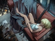 1girl ak-102 ammunition assault_rifle bare_arms bare_legs bare_shoulders barefoot blonde_hair brand_name_imitation carton commentary couch ear_piercing english_commentary envelope feet from_above full_body glock gun handgun highres holding holding_magazine_(weapon) indoors kalashnikov_rifle legs magazine_(weapon) manila_envelope medium_hair night no_pants octagram on_couch original panties piercing ponytail reclining reloading rff_(3_percent) rifle sitting solo suppressor table tank_top tile_floor tiles underwear underwear_only weapon white_panties white_tank_top window wolf_ammunition_(brand) rating:s score:48 post #6206268