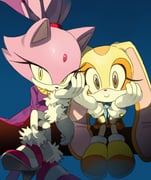 2girls animal_ears blaze_the_cat blue_background brown_eyes cat_ears cat_girl cat_tail closed_mouth coat cream_the_rabbit dress eyelashes forehead_jewel furry furry_female gloves highres long_sleeves looking_at_viewer multiple_girls pants purple_coat purple_fur rabbit_ears rabbit_girl sitting smile sonic_(series) tail unneul white_gloves white_pants yellow_eyes yellow_fur rating:g score:8 post #10085131