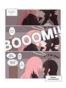 2girls absurdres after_kiss ahoge arknights black_gloves black_hair comic commentary english_commentary english_text gloves gribberoni halo heart highres kiss lemuen_(arknights) long_hair mole mole_under_eye multiple_girls pink_hair saliva saliva_trail sidelocks very_long_hair virtuosa_(arknights) yuri rating:s score:24 post #10131715