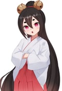 1girl absurdres alternate_costume alternate_hair_color alternate_hair_length alternate_hairstyle artist_name bell black_hair chenki_(chenki) commentary english_commentary hair_bell hair_between_eyes hair_ornament hakama hakama_skirt highres japanese_clothes jingle_bell long_hair long_sleeves looking_at_viewer miko open_mouth outline phase_connect red_eyes red_hakama shirt simple_background skirt solo tenma_maemi thick_eyebrows transparent_background twitter_username very_long_hair white_outline white_shirt rating:g score:2 post #10173953