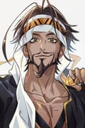 1boy beard black_gloves black_jacket brown_eyes brown_hair closed_mouth collarbone commentary connected_beard eyelashes facial_hair fingerless_gloves gloves goatee grey_background highres holding jacket keffiyeh looking_at_viewer male_focus mustache pectoral_cleavage pectorals rashid_(street_fighter) short_hair solo street_fighter street_fighter_6 symbol-only_commentary tantan_notan upper_body rating:g score:5 post #10120825