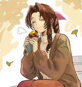 1girl absurdres aerith_gainsborough alternate_costume braid braided_ponytail brown_cardigan brown_hair cardigan closed_eyes eating falling_leaves final_fantasy final_fantasy_vii food food_on_face hair_ribbon highres holding holding_food leaf long_hair parted_bangs pink_ribbon ribbon rino_han roasted_sweet_potato sidelocks single_braid sitting sketch smile solo steaming_food sweater sweet_potato turtleneck turtleneck_sweater white_sweater rating:g score:2 post #10174750