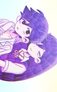 1boy 1girl absurdres alternate_eye_color black_eyes blush bright_pupils chromatic_aberration closed_mouth collarbone collared_shirt colored_skin double-parted_bangs hair_between_eyes hero_(headspace)_(omori) hero_(omori) highres long_hair looking_at_another mari_(headspace)_(omori) mari_(omori) my_loleeta omori pajamas parted_lips purple_hair purple_sweater_vest shirt short_hair short_sleeves smile striped_clothes striped_pajamas sweater_vest vertical-striped_clothes vertical-striped_pajamas white_pupils white_shirt white_skin rating:g score:1 post #10175097