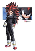 1boy abs absurdres anklet beatlo_(rodrigo38658978) black_bodysuit black_hair bodysuit boots bracelet clenched_hand closed_mouth dragon_ball dragon_ball_z full_body furry_and_humanization gloves highres humanization instagram_username jewelry long_hair looking_at_viewer loose_hair_strand male_focus multicolored_hair muscular muscular_male red_eyes red_hair shadow_the_hedgehog sonic_(series) spiked_hair tight_clothes two-tone_hair white_background white_boots white_gloves rating:g score:2 post #10155623