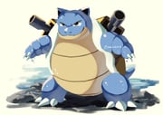 absurdres animal_focus blastoise brown_hair closed_mouth full_body highres looking_at_viewer no_humans noahzark1212 pokemon pokemon_(creature) pokemon_focus shell smile solo standing tail turtle_shell water wet rating:g score:3 post #10101321