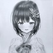1girl arkre_(samongsamong2) blush clothing_cutout commentary_request floral_print graphite_(medium) greyscale hair_ornament heart highres kanzashi korean_clothes korean_commentary looking_at_viewer monochrome open_mouth parted_bangs shirayuki_hina short_hair shoulder_cutout smile solo stellive straight-on traditional_media upper_body virtual_youtuber wispy_bangs rating:g score:0 post #10141062