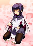 1girl akemi_homura akemi_homura_(magical_girl) argyle_clothes argyle_pantyhose black_hair bridle closed_mouth commentary_request hairband holding holding_reins homu kneeling kyubey light_frown long_hair long_sleeves looking_ahead magical_girl mahou_shoujo_madoka_magica mahou_shoujo_madoka_magica_(anime) mushroom neck_ribbon pantyhose pleated_skirt puff_of_air purple_eyes purple_ribbon red_eyes reins ribbon riding shiraishi_asuka skirt solo rating:s score:3 post #7574053