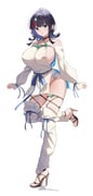 1girl absurdres bare_shoulders black_hair blue_eyes blue_ribbon blush border breasts closed_mouth commentary dress fate/grand_order fate/requiem fate_(series) full_body fundoshi gradient_background grey_background hair_ornament highres incredibly_absurdres japanese_clothes large_breasts long_sleeves looking_at_viewer magatama magatama_hair_ornament multicolored_hair pink_hair polearm puffy_long_sleeves puffy_sleeves revealing_clothes ribbon seigaiha shokobr short_dress sideboob sidelocks solo spear streaked_hair thighs two-sided_fabric two-sided_skirt utsumi_erice utsumi_erice_(lancer) weapon white_border white_dress rating:s score:21 post #10166955