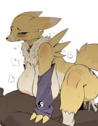 1boy 1girl absurdres animal_ears animal_nose bell black_sclera blue_eyes body_fur breasts cloth_gag collar colored_sclera cowgirl_position cum cum_in_pussy digimon digimon_(creature) facial_mark fox_ears fox_girl fox_tail from_side furry furry_female furry_male furry_with_non-furry gag gagged girl_on_top hetero highres improvised_gag interspecies large_areolae male_pubic_hair multicolored_fur neck_bell neck_fur neck_tuft penis pubic_hair purple_sleeves pussy renamon sex simple_background snout solo_focus squatting_cowgirl_position straddling tail two-tone_fur uncensored vaginal white_fur yellow_fur yin_yang zhou135627 rating:e score:22 post #10149312