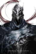 1boy armor artorias_the_abysswalker blue_capelet breastplate capelet character_name damaged dark_souls_(series) dark_souls_i faceless facing_viewer helmet highres hood kaidou_kon male_focus plume signature simple_background solo torn_capelet torn_clothes upper_body white_background rating:s score:10 post #4043253