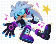 1boy animal_ears artist_name black_boots black_gloves black_jacket boots commentary english_commentary full_body furry furry_male gloves grid_background hedgehog_boy highres jacket male_focus musical_note official_alternate_costume open_clothes open_jacket open_mouth silver_the_hedgehog silver_the_hedgehog_(rockstar) solo sonic_(series) sonic_speed_simulator star_(symbol) starrjoy teeth upper_teeth_only white_fur rating:g score:4 post #8989580