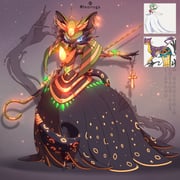 alternate_color animal_ears ankh black_dress black_skin blue_eyes character_name cofagrigus colored_skin commission dress earrings fusion gardevoir ghost_hands gold_earrings highres holding holding_staff jewelry leoiruga liepard mega_gardevoir mega_pokemon official_art_inset pokemon pokemon_(creature) shiny_pokemon staff tail rating:g score:4 post #10172128
