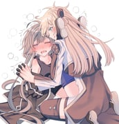 2girls blonde_hair blush breasts clothed_sex collared_dress commentary_request dress duel_monster emptyayya gloves grey_hair head_steam highres holding_hands interlocked_fingers long_hair long_sleeves looking_at_another multiple_girls one_eye_closed red_eyes saliva simple_background sky_striker_ace_-_raye sky_striker_ace_-_roze sweat tears two-tone_dress white_background wince yu-gi-oh! yuri rating:e score:5 post #10174030