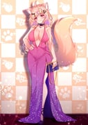 1girl ahoge alternate_breast_size_(larger) animal_ear_fluff animal_ears black_collar blonde_hair blunt_bangs breasts cat_ears cat_girl cat_tail collar colored_inner_hair cyanzan dress english_commentary evening_gown facial_mark gradient_clothes gradient_dress hand_on_own_hip indie_virtual_youtuber large_breasts light_blush light_smile long_hair looking_at_viewer mole mole_on_breast multicolored_hair pink_nails plunging_neckline purple_dress purple_hair red_eyes second-party_source shyrei_faolan solo tail two-tone_hair virtual_youtuber whisker_markings rating:s score:7 post #10172653