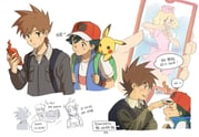 4boys ash_ketchum ashley_(pokemon) backpack bag blue_vest brown_hair cellphone ch_walnut collared_shirt commentary_request fingerless_gloves gloves goh_(pokemon) green_bag highres holding holding_phone jacket jewelry korean_commentary korean_text long_sleeves male_focus multiple_boys necklace open_clothes open_vest partially_colored phone pokemon pokemon_(anime) pokemon_journeys pokemon_sm_(anime) poking professor_oak rotom rotom_phone shirt short_hair short_sleeves smartphone speech_bubble spiked_hair t-shirt translation_request vest white_shirt rating:g score:9 post #7951342