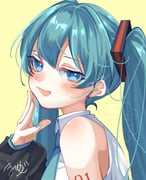 1girl aqua_eyes aqua_hair aqua_nails aqua_necktie aqua_trim arm_tattoo blush collared_shirt detached_sleeves hair_between_eyes hair_ornament hatsune_miku highres long_hair long_sleeves looking_at_viewer mai_mugi necktie number_tattoo open_mouth shirt sleeveless sleeveless_shirt smile solo tattoo twintails twitter_username upper_body vocaloid watermark white_shirt rating:s score:1 post #10175237
