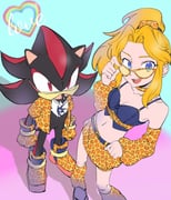 1girl animal_print belt blonde_hair blue_eyes hedgehog_boy highres leopard_print long_hair looking_at_viewer maria_robotnik miniskirt shadow_the_hedgehog shadow_the_hedgehog_(cheetah) shyu_1014 skirt sonic_(series) sonic_speed_simulator rating:g score:20 post #9384589