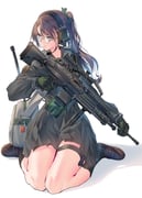 1girl bag black_sailor_collar black_serafuku black_shirt black_skirt black_socks brown_hair brown_shoes commentary_request daito ear_protection full_body glasses gloves green_gloves gun highres holding holding_gun holding_weapon light_machine_gun long_hair m249_saw machine_gun microphone original pleated_skirt radio_antenna round_eyewear sailor_collar school_uniform scope serafuku shirt shoes shoulder_bag simple_background sitting skirt socks solo trigger_discipline wariza weapon weapon_request white_background rating:g score:2 post #10172694