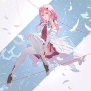 1girl absurdres bare_shoulders chinese_commentary commentary_request copyright_logo dress elbow_gloves elfalvis feathers fingerless_gloves full_body gloves guilty_crown hair_between_eyes hair_ornament hair_tubes hairclip highres logo long_hair looking_at_viewer low_twintails multicolored_dress official_alternate_costume parted_lips pink_dress pink_hair red_eyes solo thighhighs twintails white_background white_dress white_feathers white_gloves white_thighhighs yuzuriha_inori rating:s score:0 post #10177031