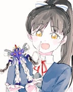 1girl :d aisamu_4444293 black_hair blue_bow blue_jacket bow character_request collared_shirt commentary_request company_connection dress_shirt gundam gunpla hair_bow hazuki_ren high_ponytail holding jacket long_hair love_live! love_live!_superstar!! model_kit neck_ribbon open_clothes open_jacket ponytail red_ribbon ribbon school_uniform shirt simple_background smile solo sunrise_(company) upper_body white_background white_shirt winter_uniform yellow_eyes yuigaoka_school_uniform rating:g score:1 post #10175846