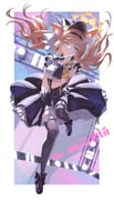 1girl absurdres animal_ear_fluff black_headband black_overskirt blue_archive choker dress flower fluffy_hair frilled_choker frills full_body grey_dress grey_feathers halo hat hat_flower headband highres holding holding_microphone idol idol_clothes long_hair looking_at_viewer mari_(blue_archive) mari_(idol)_(blue_archive) microphone mini_hat mini_top_hat official_alternate_costume one_eye_closed orange_hair rose shortofsugar smile solo teeth top_hat wrist_wrap yellow_flower yellow_halo yellow_rose rating:g score:7 post #10172410