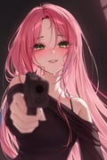 1girl absurdres aiming armpit_crease bags_under_eyes black_sweater blurry blurry_foreground bra_strap crying crying_with_eyes_open depth_of_field forehead glock green_eyes gun hanako_nana handgun hashtag-only_commentary highres holding holding_gun holding_weapon long_hair long_sleeves looking_at_viewer multicolored_hair off-shoulder_sweater off_shoulder outstretched_arm parted_lips pov purple_eyes solo soo_ou stellive straight-on straight_hair streaked_hair sweater tears upper_body virtual_youtuber weapon rating:s score:4 post #10172046