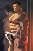 1boy abs absurdres bara beard_stubble black_hair blush boku_no_hero_academia brass_knuckles briefs erection facial_hair highres knuckleduster_(boku_no_hero_academia) large_pectorals male_focus male_pubic_hair male_underwear muscular muscular_male navel_hair nipples pectorals penis precum precum_through_clothes pubic_hair reflection scar scar_on_face short_hair solo sparse_chest_hair stubble topless_male underwear underwear_only unspoken_(firebreath110) variant_set veins vigilante_-boku_no_hero_academia:_illegals- weapon white_male_underwear rating:e score:5 post #10137564