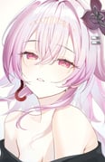 1girl absurdres bare_shoulders black_shirt breasts cleavage commentary earrings evernight_(honkai:_star_rail) flower habi_(kyuri_318) hair_flower hair_ornament highres honkai:_star_rail honkai_(series) jewelry looking_at_viewer march_7th_(honkai:_star_rail) medium_breasts medium_hair pink_hair red_eyes shirt simple_background solo upper_body white_background rating:s score:2 post #10176926
