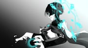 1boy aqua_eyes aqua_gemstone aqua_halo arm_at_side armor artist_name blunt_ends bridal_gauntlets cape clenched_teeth feathers fingernails from_behind furisode gem genshin_impact glowing glowing_eyes greyscale halo highres japanese_armor japanese_clothes kimono kote leg_warmers looking_down male_focus monochrome monochrome_background open_hand pom_pom_(clothes) sakuurin sandals sash scaramouche_(genshin_impact) short_hair short_sleeves sideways_mouth solo spot_color tassel teeth vision_(genshin_impact) vortex wanderer_(genshin_impact) zouri rating:g score:-3 post #10169211