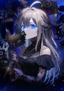 1girl absurdres ahoge animal_print aoe_ui bare_shoulders black_dress blonde_hair blue_eyes breasts butterfly_print cleavage commentary_request crypto_blue_(aoe_ui) dress eye_mask frown hair_intakes half_updo highres lace looking_at_viewer mask masquerade_mask off-shoulder_dress off_shoulder original small_breasts solo upper_body rating:s score:0 post #10174480