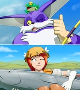 1boy 1girl animal_ears big_the_cat brown_gloves brown_hat cat_ears commentary english_commentary fish fish_hook froggy_(sonic) furry furry_male gloves hat joeadok one_eye_closed outdoors princess_elise_the_third red_hair scene_reference sonic_(series) sonic_the_hedgehog_(2006) thumbs_up white_gloves rating:g score:1 post #10079894